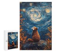 1000 PCS Rompecabezas para Adolescentes Red Panda Starry Night Rompecabezas Juegos Relajantes Desafío Difícil Desafiante De Completar 1000 PCS