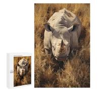 1000 PCS Rompecabezas para Adolescentes Rhino Walking in Grass Rompecabezas para Adultos Juguetes Antiestrés Desafío Difícil Cumpleaños