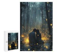 1000 PCS Rompecabezas para Adolescentes Romantic Couple in Magic Forest with Glowing Fireflies Rompecabezas para Adultos Regalos De Cumpleaños Juego Familiar Apto para Personas De 14 Años En Adelante