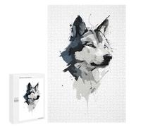 1000 PCS Rompecabezas para Adolescentes Rompecabezas Abstract Wolf Vector Portrait in Watercolor Style Rompecabezas para Adultos Juegos Relajantes Mejoran La Memoria para Cumpleaños, Navidad 1000 PCS