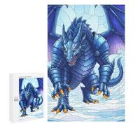 1000 PCS Rompecabezas para Adolescentes Rompecabezas Armored Blue Dragon in Snowy Landscape Rompecabezas para Adultos Juegos Relajantes Mejoran La Memoria para Cumpleaños, Navidad 1000 PCS