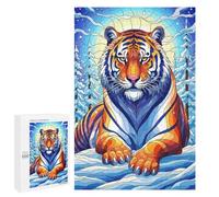 1000 PCS Rompecabezas para Adolescentes Rompecabezas Colorful Tiger in Winter Landscape Rompecabezas para Adultos Juegos Relajantes Mejoran La Memoria para Cumpleaños, Navidad 1000 PCS