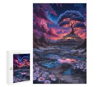 1000 PCS Rompecabezas para Adolescentes Rompecabezas Fantasy Landscape with Tree and Castle Rompecabezas para Adultos Juegos Relajantes Mejoran La Memoria para Cumpleaños, Navidad 1000 PCS