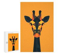 1000 PCS Rompecabezas para Adolescentes Rompecabezas Geometric Giraffe Vector Portrait on Orange Rompecabezas para Adultos Juegos Relajantes Mejoran La Memoria para Cumpleaños, Navidad 1000 PCS