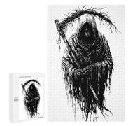 1000 PCS Rompecabezas para Adolescentes Rompecabezas Grim Reaper Black and White Illustration Rompecabezas para Adultos Juegos Relajantes Mejoran La Memoria para Cumpleaños, Navidad 1000 PCS