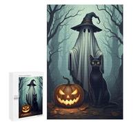 1000 PCS Rompecabezas para Adolescentes Rompecabezas Halloween Ghost, Cat, and Pumpkin Scene Rompecabezas para Adultos Juegos Relajantes Mejoran La Memoria para Cumpleaños, Navidad 1000 PCS