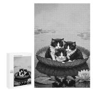 1000 PCS Rompecabezas para Adolescentes Rompecabezas Three Kittens in A Lily Pad Rompecabezas para Adultos Juegos Relajantes Mejoran La Memoria para Cumpleaños, Navidad 1000 PCS