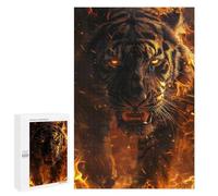 1000 PCS Rompecabezas para Adolescentes Rompecabezas Wild Tiger on Fire Rompecabezas para Adultos Juegos Relajantes Mejoran La Memoria para Cumpleaños, Navidad 1000 PCS