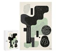 1000 PCS Rompecabezas Para Adolescentes Sage Green & Black Abstract Minimalist Art - Modern Decor Rompecabezas Para Adultos Juegos Relajantes Que Mejoran La Memoria Actividades Divertidas En Casa 1000