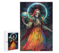 1000 PCS Rompecabezas para Adolescentes Santa Muerte with Globe and Flowers Rompecabezas para Adultos Juego Práctico Difícil Interacción Entre Padres E Hijos 1000 PCS