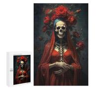 1000 PCS Rompecabezas para Adolescentes Santa Muerte with Red Roses Rompecabezas para Adolescentes Juegos Divertidos Análisis Y Lógica Cumpleaños 1000 PCS