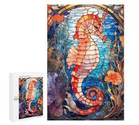 1000 PCS Rompecabezas para Adolescentes Sea Horse Stained Glass Rompecabezas para Adultos Juegos Divertidos Regalo De Cumpleaños Cumpleaños Y Navidad 1000 PCS