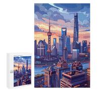 1000 PCS Rompecabezas para Adolescentes Shanghai Skyline Rompecabezas para Adultos Juegos Relajantes Que Mejoran La Memoria Actividades Divertidas En Casa 1000 PCS