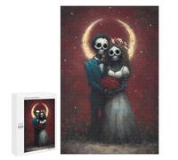 1000 PCS Rompecabezas para Adolescentes Skeletal Wedding Couple with Red Roses Rompecabezas para Adultos Regalos De Cumpleaños Juego Familiar Apto para Personas De 14 Años En Adelante 1000 PCS