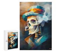 1000 PCS Rompecabezas Para Adolescentes Skull Smoking A Cigarette - Cubist Minimalist Vision - Vibrant Masterpiece Inspired by Vincent Van G... Rompecabezas Juegos Relajantes Desafío Difícil Desafiant