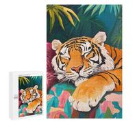 1000 PCS Rompecabezas para Adolescentes Sleeping Tiger in Jungle Rompecabezas para Adultos Juegos Familiares Desafío Difícil Ayuda A Ejercitar El Cerebro 1000 PCS