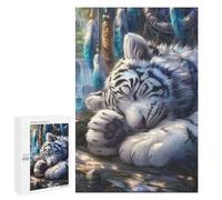 1000 PCS Rompecabezas para Adolescentes Sleeping White Tiger Rompecabezas para Adultos Juego Práctico Difícil Interacción Entre Padres E Hijos 1000 PCS