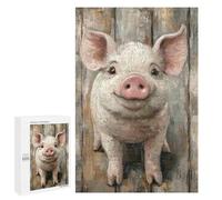 1000 PCS Rompecabezas para Adolescentes Smiling Pig Portrait Minimal Farm Animal Wall Art Rompecabezas para Adultos Juguetes Antiestrés Decoración De Pared Diversión Actividades En Casa, 1000 PCS