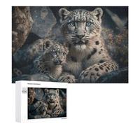 1000 PCS Rompecabezas para Adolescentes Snow Leopard Cubs in The Wild Rompecabezas para Adultos Juego De Ingenio Regalos para Mujeres Cumpleaños Y Navidad 1000 PCS
