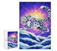 1000 PCS Rompecabezas para Adolescentes Snow Leopard Stained Glass Illustration Rompecabezas para Adultos Juego Práctico Difícil Interacción Entre Padres E Hijos 1000 PCS