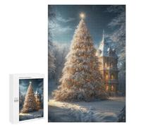 1000 PCS Rompecabezas para Adolescentes Snowy Christmas Tree & Mansion Rompecabezas para Adultos Juegos Familiares Mejora La Memoria Regalos para Amigos Y Familiares 1000 PCS