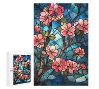 1000 PCS Rompecabezas para Adolescentes Stained Glass Cherry Blossom Rompecabezas para Adultos Juego Práctico Difícil Interacción Entre Padres E Hijos 1000 PCS