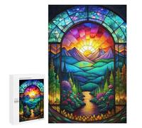 1000 PCS Rompecabezas para Adolescentes Stained Glass Nature Scene Rompecabezas para Adultos Regalos De Cumpleaños Juego Familiar Apto para Personas De 14 Años En Adelante 1000 PCS