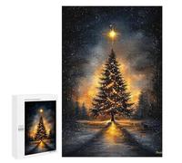 1000 PCS Rompecabezas para Adolescentes Starry Night Serenity Illuminated Christmas Tree Rompecabezas para Adultos Juegos Relajantes Mejora La Memoria Interacción Entre Padres E Hijos 1000 PCS
