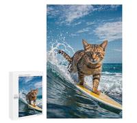 1000 PCS Rompecabezas Para Adolescentes Surfing Cat Funny Puzzle Para Adultos Juguetes Análisis Y Lógica Interacción Padre-hijo 1000 PCS