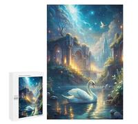 1000 PCS Rompecabezas para Adolescentes Swan in Fantasy Landscape with Ruins Rompecabezas para Adultos Regalos De Cumpleaños Juego Familiar Apto para Personas De 14 Años En Adelante 1000 PCS