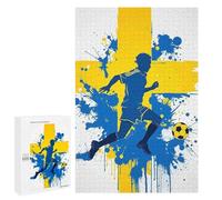 1000 PCS Rompecabezas para Adolescentes Sweden Soccer Player with Flag Rompecabezas para Adultos Juego Práctico Difícil Interacción Entre Padres E Hijos 1000 PCS