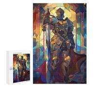 1000 PCS Rompecabezas para Adolescentes Sword Paladin Stained Glas Rompecabezas para Adultos Juguetes Antiestrés Decoración De Pared Diversión Actividades En Casa, 1000 PCS