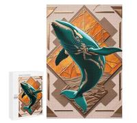 1000 PCS Rompecabezas para Adolescentes Teal Whale Art Deco Rompecabezas para Adultos Juegos Divertidos Regalo De Cumpleaños Cumpleaños Y Navidad 1000 PCS