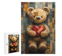 1000 PCS Rompecabezas para Adolescentes Teddy Bear with Heart in Stained Glass Style Rompecabezas Juegos Relajantes Desafío Difícil Desafiante De Completar 1000 PCS