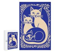 1000 PCS Rompecabezas para Adolescentes Three Cats in Floral Frame Rompecabezas para Adultos Juego Práctico Desafío Difícil 1000 PCS