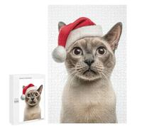 1000 PCS Rompecabezas para Adolescentes Tonkinese Cat Wearing Santa Hat Rompecabezas para Adultos Juegos Familiares Mejora La Memoria Regalos para Amigos Y Familiares 1000 PCS