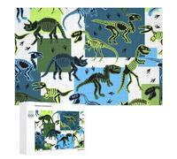 1000 PCS Rompecabezas para Adolescentes Vibrant Dinosaur Skeletons Pattern Rompecabezas para Adolescentes Juguetes Antiestrés Vacaciones En Casa Matar El Tiempo Desafío Educativo 1000 PCS