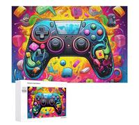 1000 PCS Rompecabezas para Adolescentes Vibrant Gaming Controller Artwork -1 Rompecabezas para Adolescentes Juguetes Antiestrés Vacaciones En Casa Matar El Tiempo Desafío Educativo 1000 PCS