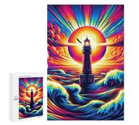 1000 PCS Rompecabezas para Adolescentes Vibrant Lighthouse Sunset Rompecabezas para Adultos Juego De Ingenio Regalos para Mujeres Cumpleaños Y Navidad 1000 PCS