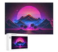 1000 PCS Rompecabezas para Adolescentes Vibrant Neon Desert Sunset Landscape Rompecabezas para Adultos Juego De Ingenio Regalos para Mujeres Cumpleaños Y Navidad 1000 PCS