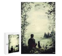 1000 PCS Rompecabezas para Adolescentes Vintage Solitude - Man and Dog in Tranquil Nature Rompecabezas Juegos Relajantes Desafío Difícil Desafiante De Completar 1000 PCS