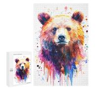 1000 PCS Rompecabezas para Adolescentes Watercolor Bear Portrait Rompecabezas para Adultos Juegos Familiares Mejora La Memoria Regalos para Amigos Y Familiares 1000 PCS