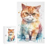 1000 PCS Rompecabezas para Adolescentes Watercolor Cat Painting Rompecabezas para Adultos Juguetes Antiestrés Análisis Y Lógica Interacción Entre Padres E Hijos 1000 PCS