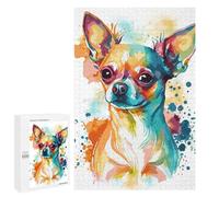 1000 PCS Rompecabezas para Adolescentes Watercolor Chihuahua Dog Rompecabezas para Adultos Juego Práctico Difícil Difícil Único Cumpleaños Y Regalos 1000 PCS