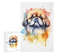 1000 PCS Rompecabezas para Adolescentes Watercolor Pekingese Dog Rompecabezas para Adultos Juguetes Antiestrés Desafío Difícil Cumpleaños