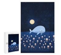 1000 PCS Rompecabezas para Adolescentes Whale and Jellyfish Under Moonlight Rompecabezas para Adultos Juegos Divertidos Regalo De Cumpleaños Cumpleaños Y Navidad 1000 PCS