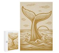 1000 PCS Rompecabezas para Adolescentes Whale Tail with Sun and Waves Golden Beige Rompecabezas Juegos Relajantes Desafío Difícil Desafiante De Completar 1000 PCS