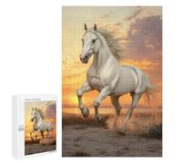 1000 PCS Rompecabezas para Adolescentes White Horse Running at Sunset Juegos Familiares De Rompecabezas para Adultos Que Mejoran La Memoria Ayudan A Ejercitar El Cerebro 1000 PCS