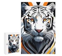 1000 PCS Rompecabezas para Adolescentes White Tiger Portrait with Orange Accents Rompecabezas para Adultos Juguetes Antiestrés Decoración De Pared Diversión Actividades En Casa, 1000 PCS