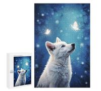 1000 PCS Rompecabezas para Adolescentes White Wolf and Butterflies Rompecabezas para Adultos Juego Práctico Difícil Interacción Entre Padres E Hijos 1000 PCS